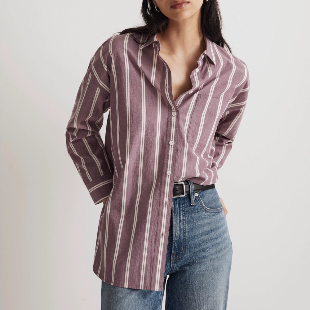 Madewell NWT The Signature Poplin Oversized Striped Button Down Shirt